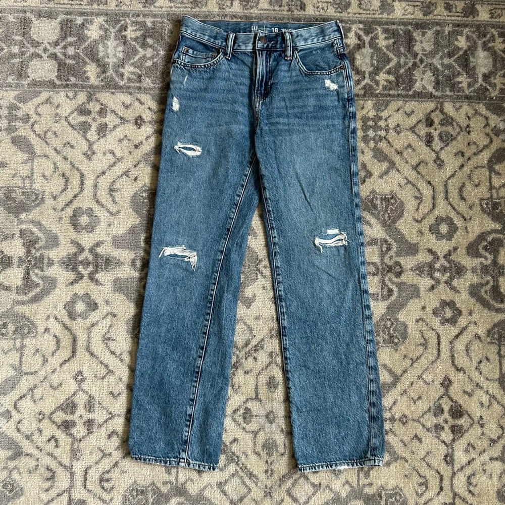 💙 Boys Gap 90’s Original Straight Distressed Jeans Size 18